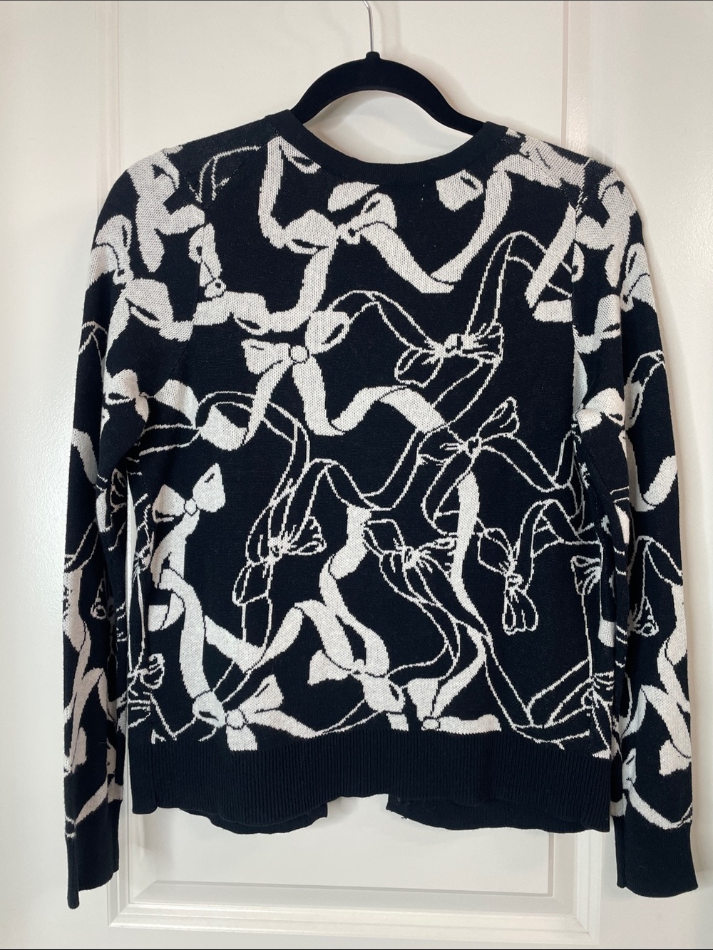 Charter Club Black & White Bow Pattern Cardigan with Sequin Accents - Picture 6 of 6